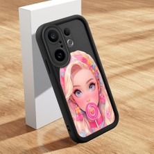 HONTINGA Vivo X200 Fe ile Uyumlu Kılıfı Düşüme Önleyici Basitlik Anti Düşme Kamera Korumali Şirin Kedi Güzel Kız Siyah Desen Yumuşak Silikon Telefon Kılıfı Kadın ve Erkek Için Uygundur K2-0058