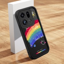 HONTINGA Oppo Find X9 Pro 5g ile Uyumlu Kılıfı Düşüme Önleyici Basitlik Anti Düşme Kamera Korumali Şirin Kedi Gökkuşağı Siyah Desen Yumuşak Silikon Telefon Kılıfı Kadın ve Erkek Için Uygundur K2-0065