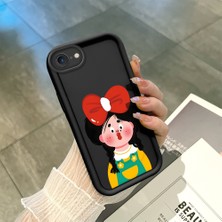 HONTINGA iPhone Se 2020 ile Uyumlu Kılıfı Düşüme Önleyici Basitlik Anti Düşme Kamera Korumali Kız Siyah Desen Yumuşak Silikon Telefon Kılıfı Kadın ve Erkek Için Uygundur K2-0060