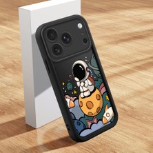HONTINGA iPhone 17 Pro Max ile Uyumlu Kılıfı Düşüme Önleyici Basitlik Anti Düşme Kamera Korumali Şirin Kedi Astronot Siyah Desen Yumuşak Silikon Telefon Kılıfı Kadın ve Erkek Için Uygundur K2-0054
