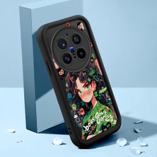 HONTINGA Vivo X200 Pro ile Uyumlu Kılıfı Düşüme Önleyici Basitlik Anti Düşme Kamera Korumali Şirin Kedi Güzel Kız Siyah Desen Yumuşak Silikon Telefon Kılıfı Kadın ve Erkek Için Uygundur K2-0058