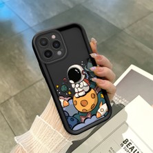 HONTINGA iPhone 16 Pro Max ile Uyumlu Kılıfı Düşüme Önleyici Basitlik Anti Düşme Kamera Korumali Astronot Siyah Desen Yumuşak Silikon Telefon Kılıfı Kadın ve Erkek Için Uygundur K2-0054