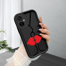 HONTINGA Tecno Camon 19 Neo ile Uyumlu Kılıfı Düşüme Önleyici Basitlik Anti Düşme Kamera Korumali Kalp Siyah Desen Yumuşak Silikon Telefon Kılıfı Kadın ve Erkek Için Uygundur K2-0063