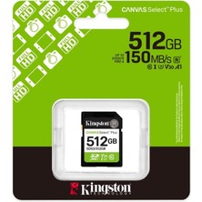 Kingston SDS3-512GB 512GB SDXC Canvas Select Plus Gen3 150MB-s C10 UHS-I U3 V30 Hafıza Kartı