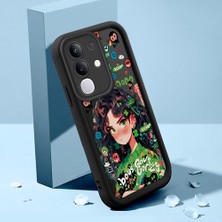 HONTINGA Vivo Y29 ile Uyumlu Kılıfı Düşüme Önleyici Basitlik Anti Düşme Kamera Korumali Şirin Kedi Güzel Kız Siyah Desen Yumuşak Silikon Telefon Kılıfı Kadın ve Erkek Için Uygundur K2-0058