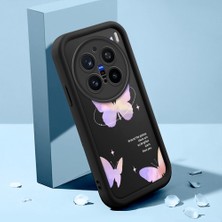 HONTINGA Vivo X200 Pro ile Uyumlu Kılıfı Düşüme Önleyici Basitlik Anti Düşme Kamera Korumali Şirin Kedi Kelebek Siyah Desen Yumuşak Silikon Telefon Kılıfı Kadın ve Erkek Için Uygundur K2-0061