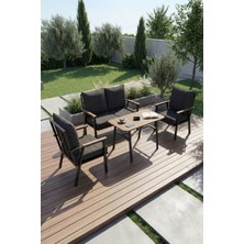 Reyo Falez 4'lü Bahçe Balkon Oturma Grubu - Minderli Koltuk ve Orta Sehpa Seti - Teras & Cafe Mobilyası