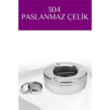 Lowell Home Ieg Turk Kapaklı Paslanmaz Yuvarlak Küllük - Kapaklı 304 Çelik Kül Tablası - Kafe Küllüğü