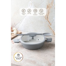 PremiumPort 30 cm Gri Karnıyarık Tencere, Dayanıklı ve Şık Tasarım