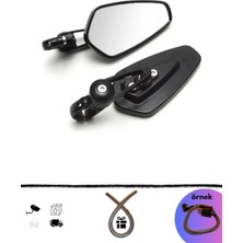 Rbk Motosiklet Universal Gidon Yan Ayna Takımı Siyah (+Hdye Buji Kablo Kılıfı)