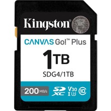Kingston Sdg4-1tb 1tb Sdxc Canvas Go Plus Gen4 200MB-S C10 Uhs-I U3 V30 Hafıza Kartı