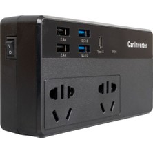 Powermaster CZ02 200W 12V-24V Araç Çakmaklık Inverter 4 USB + Type-C