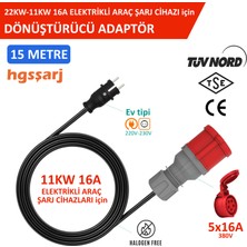 Hgsşarj 15 Metre 5X16A 380V-450V ile Çalışan Cihazınızı, 220V Ev Tipi Prize Bağlar. Elektrikli Araç Şarj Kablosu Dönüştürücü Adaptör