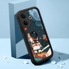 HONTINGA Vıvo V60 Lite ile Uyumlu Kılıfı Düşüme Önleyici Basitlik Anti Düşme Kamera Korumali Şirin Kedi Astronot Siyah Desen Yumuşak Silikon Telefon Kılıfı Kadın ve Erkek Için Uygundur K2-0054