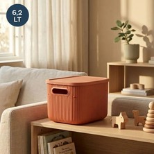 Homing Soft Kiremit Rengi Çok Amaçlı Organizer Kutu 6.2 lt Kapaklı ve Pratik Kullanım için Tasarlandı