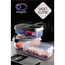 İsmiyle Al Hsnet Erzak Bakliyat Saklama Kabı 3 Lü Set 5 Lt Antrasit