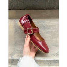 Erva'nın Butiği Bordo Cilt (Ceo) Toka Detay Kadın Babet