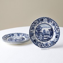 Karaca Old Town 4 Parça Pasta Takımı Mavi 21 cm