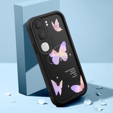 HONTINGA Vıvo Y31 5g ile Uyumlu Kılıfı Düşüme Önleyici Basitlik Anti Düşme Kamera Korumali Şirin Kedi Kelebek Siyah Desen Yumuşak Silikon Telefon Kılıfı Kadın ve Erkek Için Uygundur K2-0061