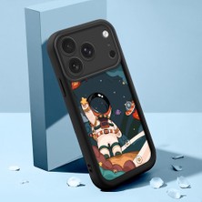 HONTINGA iPhone 17 Pro Max ile Uyumlu Kılıfı Düşüme Önleyici Basitlik Anti Düşme Kamera Korumali Şirin Kedi Astronot Siyah Desen Yumuşak Silikon Telefon Kılıfı Kadın ve Erkek Için Uygundur K2-0054