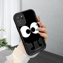 HONTINGA Poco M5S ile Uyumlu Kılıfı Düşüme Önleyici Basitlik Anti Düşme Kamera Korumali Karikatür Siyah Desen Yumuşak Silikon Telefon Kılıfı Kadın ve Erkek Için Uygundur K2-0056