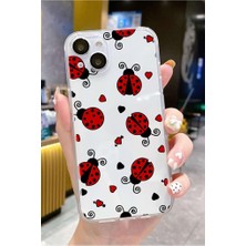 3gen Case İphone 13- İphone 14 Uğur Böceği Uyumlu Desenli Şeffaf Silikon Kılıf