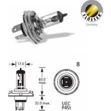 Bezos Flösher H4 Halojen Far Ampülü 12 Volt 60/55 Watt