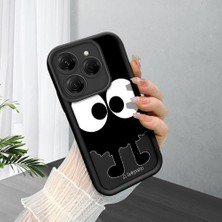 HONTINGA Tecno Spark 20 Pro ile Uyumlu Kılıfı Düşüme Önleyici Basitlik Anti Düşme Kamera Korumali Karikatür Siyah Desen Yumuşak Silikon Telefon Kılıfı Kadın ve Erkek Için Uygundur K2-0056