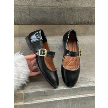 Erva'nın Butiği Siyah Cilt (Ceo) Toka Detay Kadın Babet