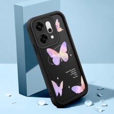 HONTINGA Oppo Reno 14 Pro 5g ile Uyumlu Kılıfı Düşüme Önleyici Basitlik Anti Düşme Kamera Korumali Şirin Kedi Kelebek Siyah Desen Yumuşak Silikon Telefon Kılıfı Kadın ve Erkek Için Uygundur K2-0061