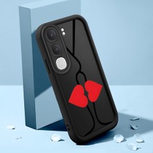 HONTINGA Vıvo Y31 5g ile Uyumlu Kılıfı Düşüme Önleyici Basitlik Anti Düşme Kamera Korumali Şirin Kedi Kalp Siyah Desen Yumuşak Silikon Telefon Kılıfı Kadın ve Erkek Için Uygundur K2-0063
