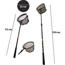 LRS Store Teleskopik Balık Kepçesi Aleminyum Pro Uzayabilen Kaliteli Balıkçılık Fileli Kepçe 94-150 cm