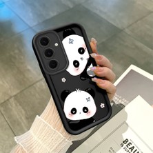 HONTINGA Samsung Galaxy S24 Fe ile Uyumlu Kılıfı Düşüme Önleyici Basitlik Anti Düşme Kamera Korumali Panda Siyah Desen Yumuşak Silikon Telefon Kılıfı Kadın ve Erkek Için Uygundur K2-0067