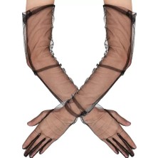 Home Uzun Boy Likralı Siyah Yetişkin Mega Tül Eldiven