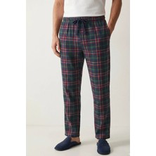 elemge %100 Pamuk Kareli Erkek Pijama Altı Yumuşak Esnek Rahat Kalıp Cepli Ipli Yeşil Ekose Relax Fit