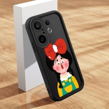 HONTINGA Vivo X200 Fe ile Uyumlu Kılıfı Düşüme Önleyici Basitlik Anti Düşme Kamera Korumali Şirin Kedi Kız Siyah Desen Yumuşak Silikon Telefon Kılıfı Kadın ve Erkek Için Uygundur K2-0060