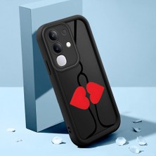 HONTINGA Vivo Y29 ile Uyumlu Kılıfı Düşüme Önleyici Basitlik Anti Düşme Kamera Korumali Şirin Kedi Kalp Siyah Desen Yumuşak Silikon Telefon Kılıfı Kadın ve Erkek Için Uygundur K2-0063