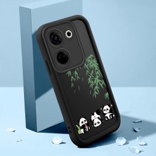 HONTINGA Tecno Camon 20 Pro 4g ile Uyumlu Kılıfı Düşüme Önleyici Basitlik Anti Düşme Kamera Korumali Şirin Kedi Panda Siyah Desen Yumuşak Silikon Telefon Kılıfı Kadın ve Erkek Için Uygundur K2-0067