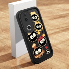 HONTINGA Vivo V50 ile Uyumlu Kılıfı Düşüme Önleyici Basitlik Anti Düşme Kamera Korumali Şirin Kedi Karikatür Siyah Desen Yumuşak Silikon Telefon Kılıfı Kadın ve Erkek Için Uygundur K2-0056