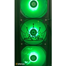 Kral Tacı "king" Yazılı 120X120 mm Oyun Pc Aksesuarı, Masaüstü Bilgisayar Fan Kapağı