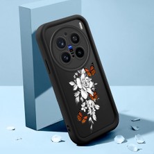 HONTINGA Vivo X200 Pro ile Uyumlu Kılıfı Düşüme Önleyici Basitlik Anti Düşme Kamera Korumali Şirin Kedi Kelebek Siyah Desen Yumuşak Silikon Telefon Kılıfı Kadın ve Erkek Için Uygundur K2-0064