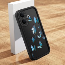 HONTINGA Vıvo V60 Lite ile Uyumlu Kılıfı Düşüme Önleyici Basitlik Anti Düşme Kamera Korumali Şirin Kedi Kelebek Siyah Desen Yumuşak Silikon Telefon Kılıfı Kadın ve Erkek Için Uygundur K2-0064