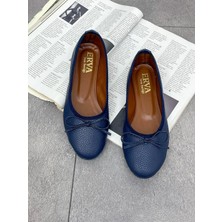 Erva'nın Butiği Lacivert Cilt (Luca) Fiyonk Detay Kadın Babet