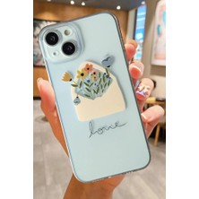 3gen Case İphone 13-14 Uyumlu Tatlı Çiçekler Desenli Şeffaf Silikon Kılıf