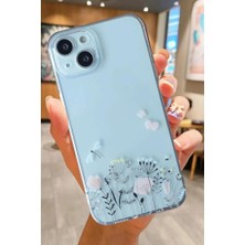 3gen Case İphone 13-14 Uyumlu Tatlı Çiçekler Desenli Şeffaf Silikon Kılıf