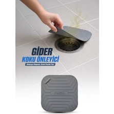 Omilife Gri Kare Silikon Gider Kapağı Koku Önleyici Lavabo Banyo Mutfak Gider Tıkacı 14.5 cm