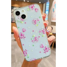 3gen Case İphone 13-14 Uyumlu Tatlı Çiçekler Desenli Şeffaf Silikon Kılıf