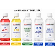 Tekno İstanbul pH 4.01 - 7.01 & Elektrod Koruma + 12.88 mS/cm İletkenlik + Saf Su (Distile Su) Kalibrasyon Sıvıları Seti (500 mL)