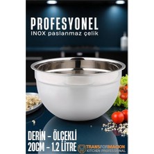 Toyigoo Hsnet Inox Ölçekli Derin Kase  - 20 cm 1.2 Litre Karıştırma Kabı Profesyonel 304 Paslanmaz Çe