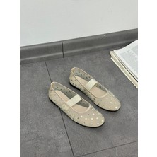 Erva'nın Butiği Beyaz Tül (Bobba) Taş Detay Kadın Babet